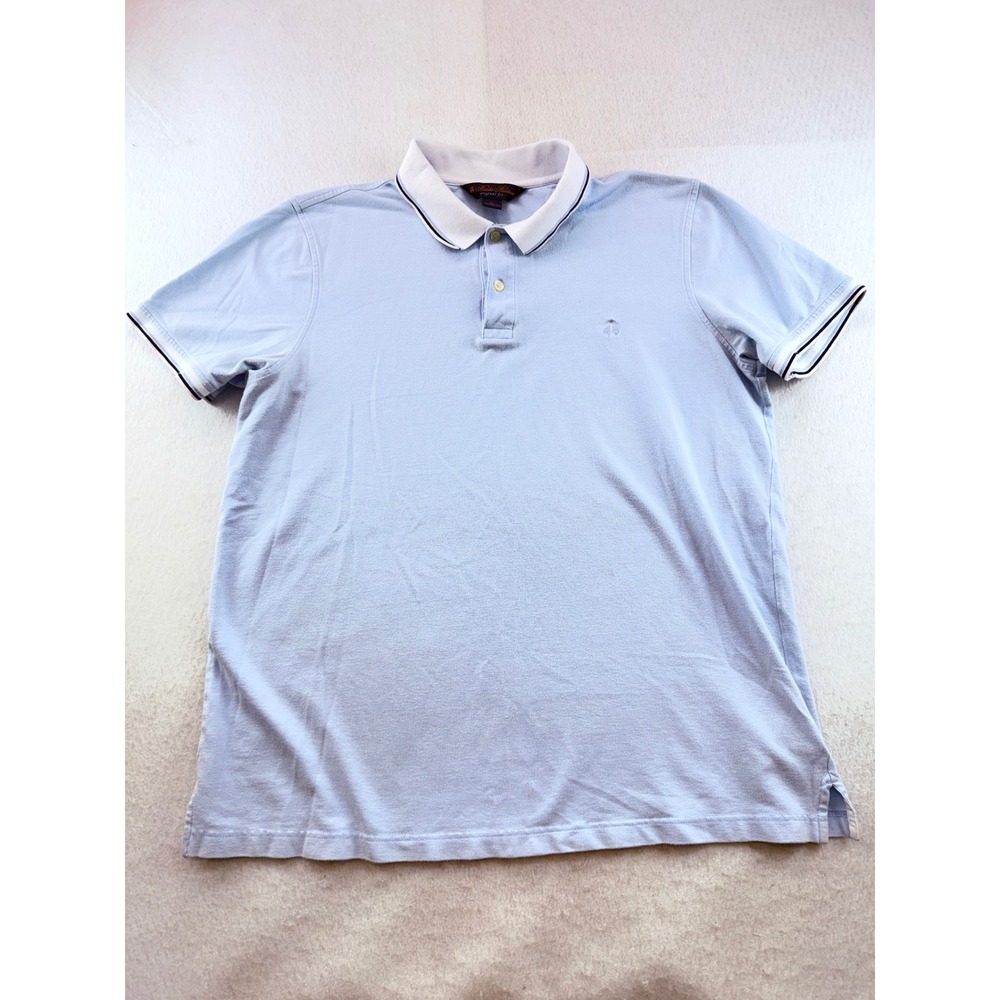 Brooks Brothers Mens XL Original Fit Blue Tipped Pique Polo Shirt Logo RN 93986